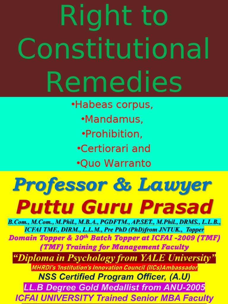 Indian Writs and Constitutional Rights | PDF | Writ | Habeas Corpus