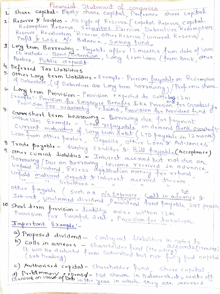 Financial Statements Hand Written Short Summary | PDF | Financial ...