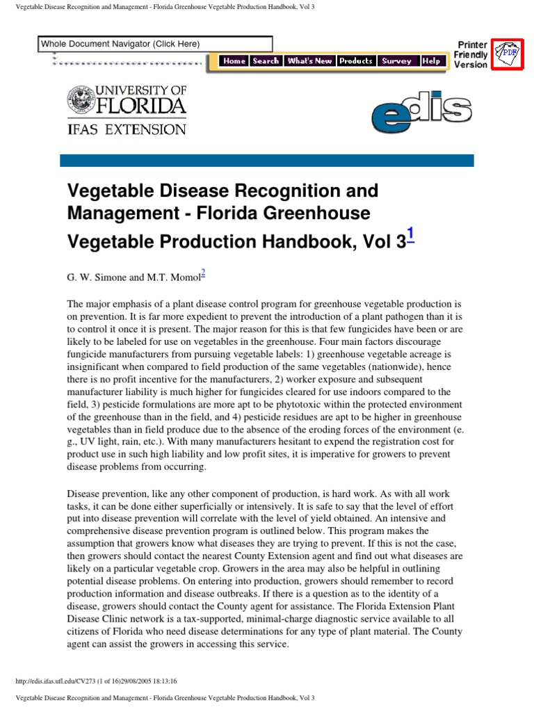Vegetable Disease Management in Greenhouses | PDF | Tomato ...