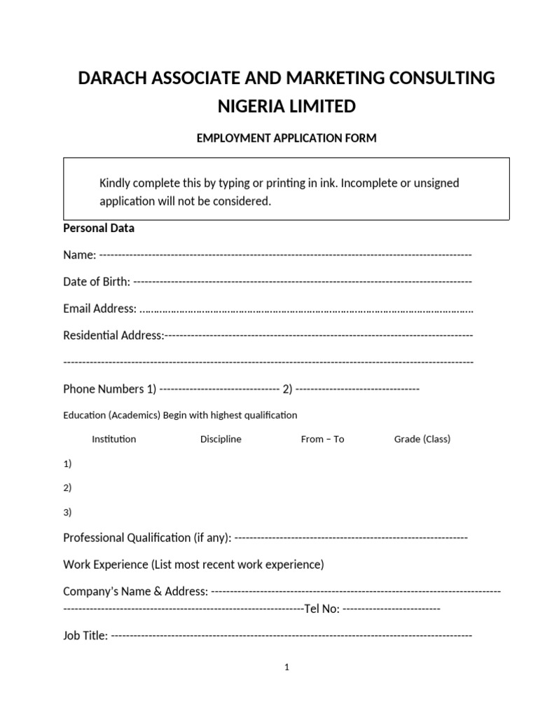 Employment Application Form | PDF | Business