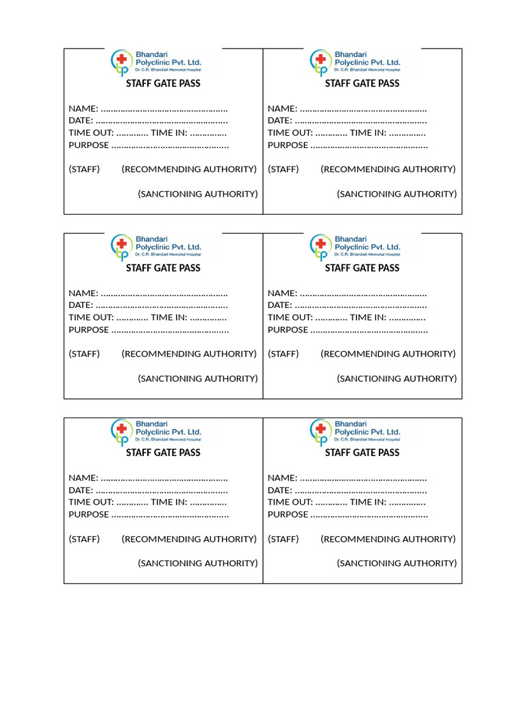 STAFF GATE PASS | PDF