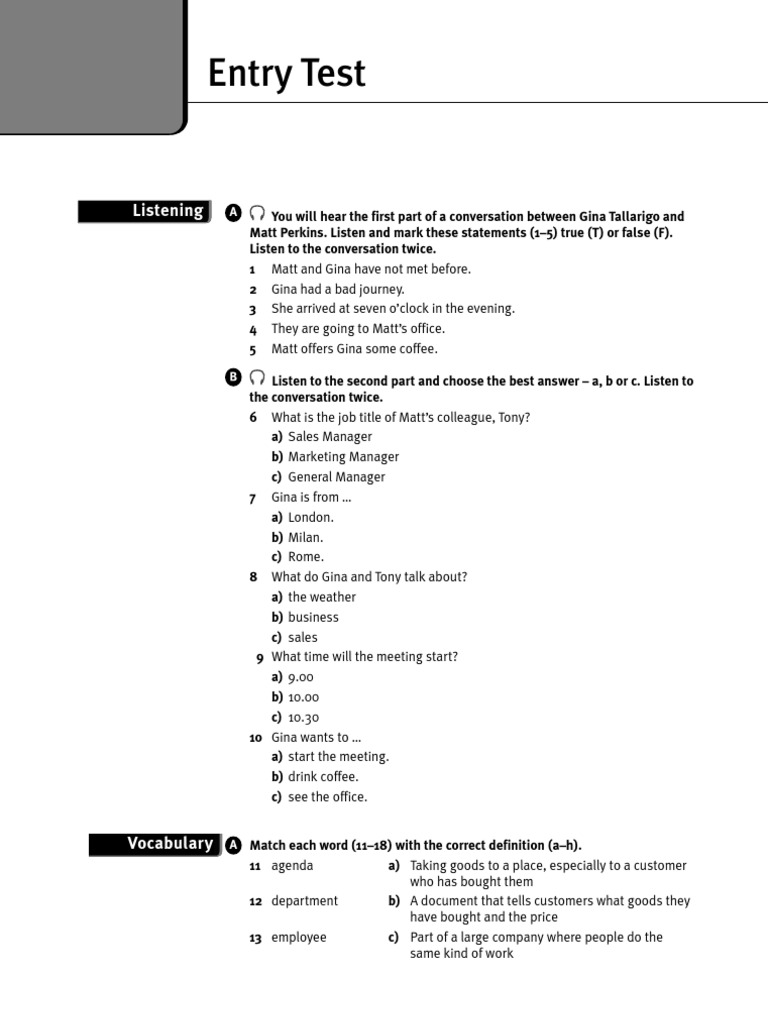 PreIntermediate Entry Test Technology (General) Science