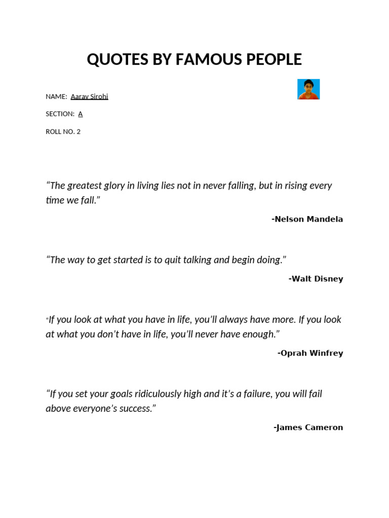 Inspirational Quotes by Famous People | PDF