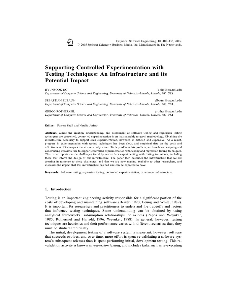 Software Testing Experimentation Infrastructure | PDF | Experiment ...