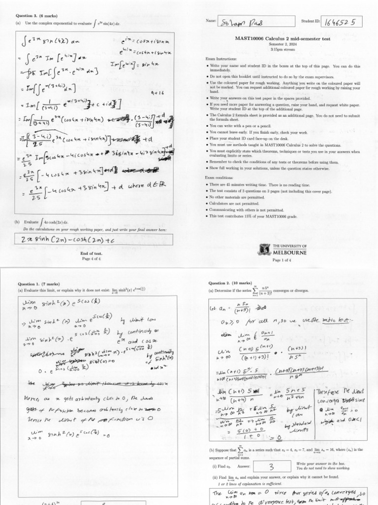 Mid Sem Calc 2 | PDF