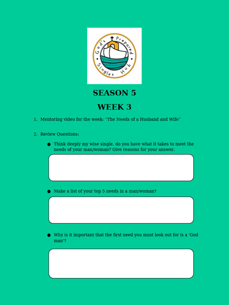 Week 3: Needs in Marriage Mentoring | PDF