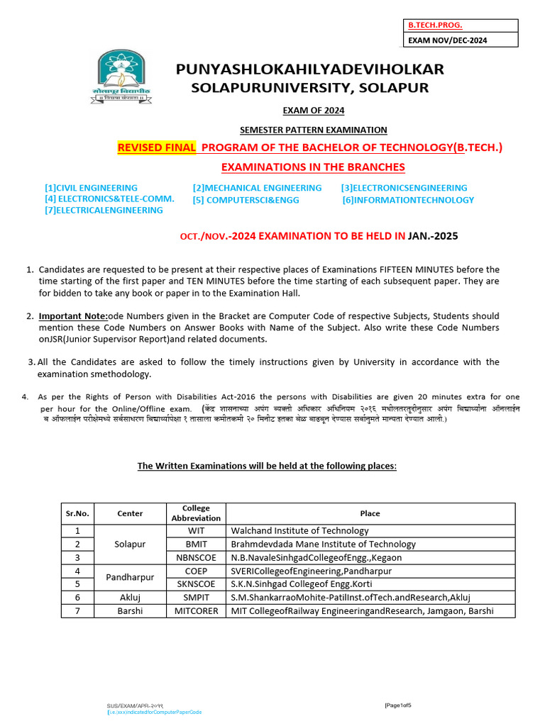 TY Final Year B Tech Final TT OCT-2024 (17!1!25) | PDF | Engineering ...