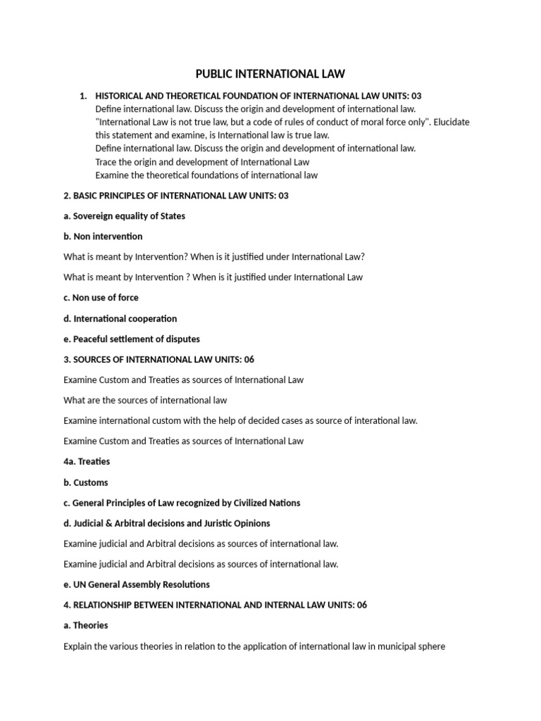 Overview of Public International Law | PDF | International Law | Treaty