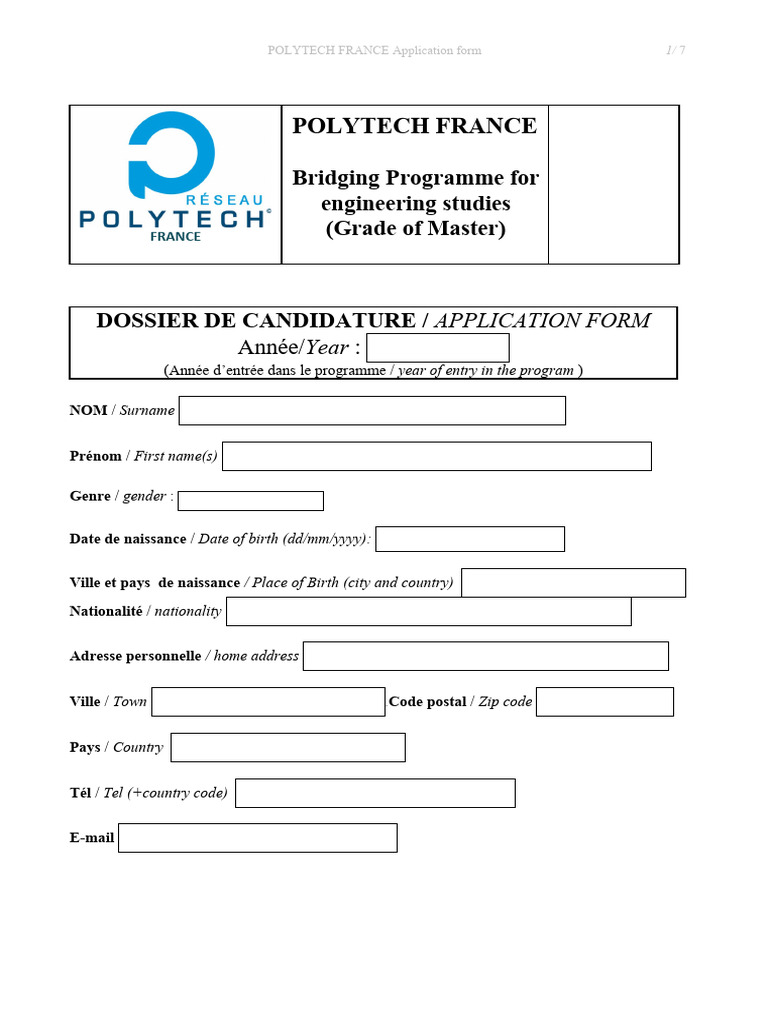 Formulaire de candidature Polytech France | PDF | Langues du Royaume-Uni