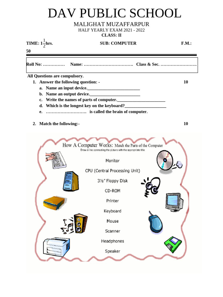 Computer Class 2 Question | PDF