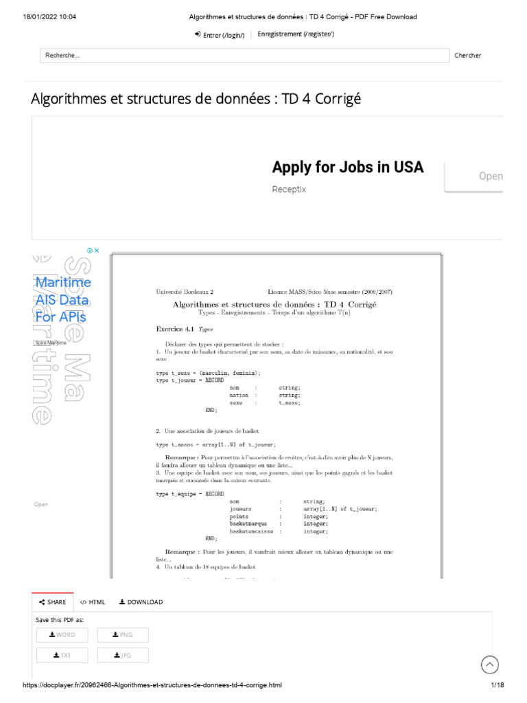 TD 4 Corrigé : Algorithmes et Données | PDF | Programmation ...