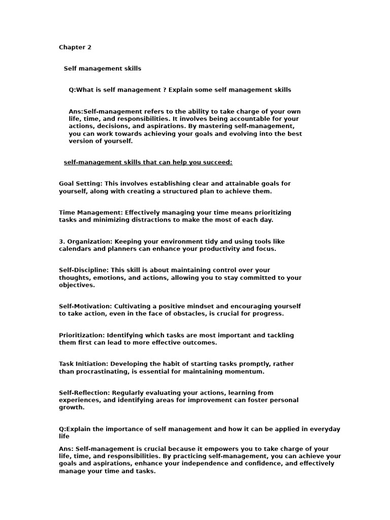 Essential Self-Management Skills Guide | PDF | Self Awareness | Thought