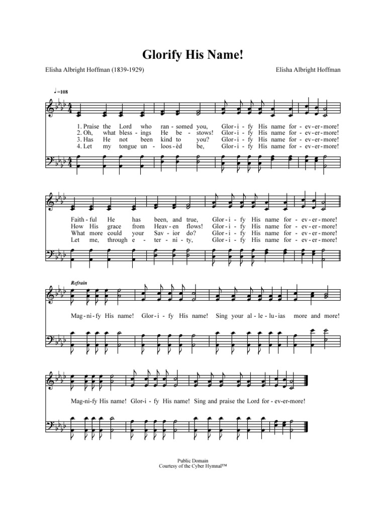 Glorify His Name!: Refrain | PDF