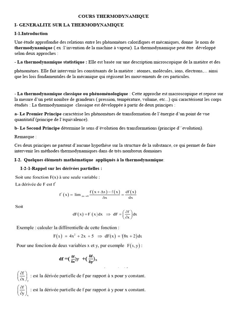 Résumé Thermo 1 | PDF | Température | Chaleur