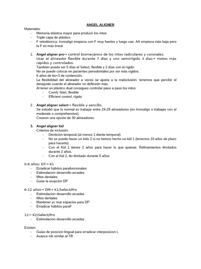 Materiales y Protocolo de Angel Aligner | PDF | Diente | Anatomia dental