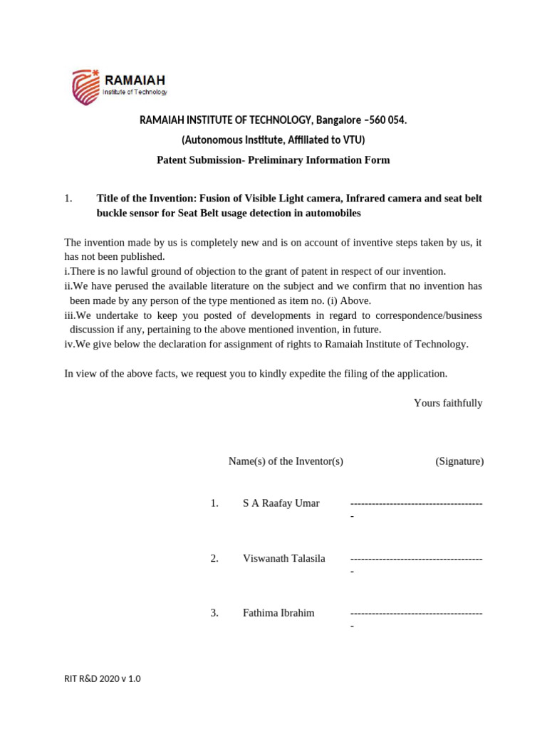 IPR FORM PRELIMINARY | PDF | Invention | Patent