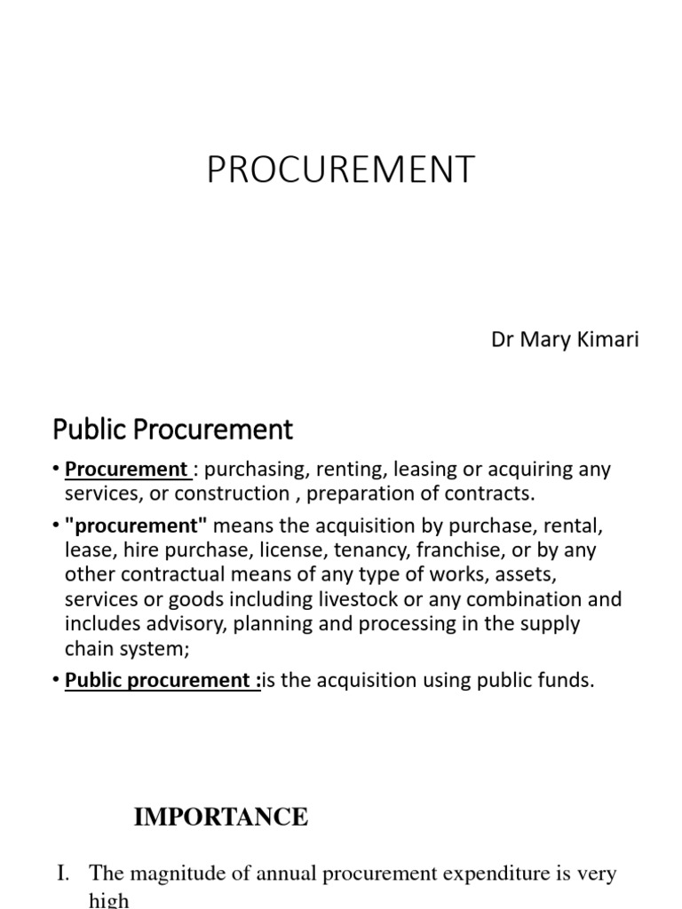 PROCUREMENT_presentation | PDF | Procurement | Mergers And Acquisitions