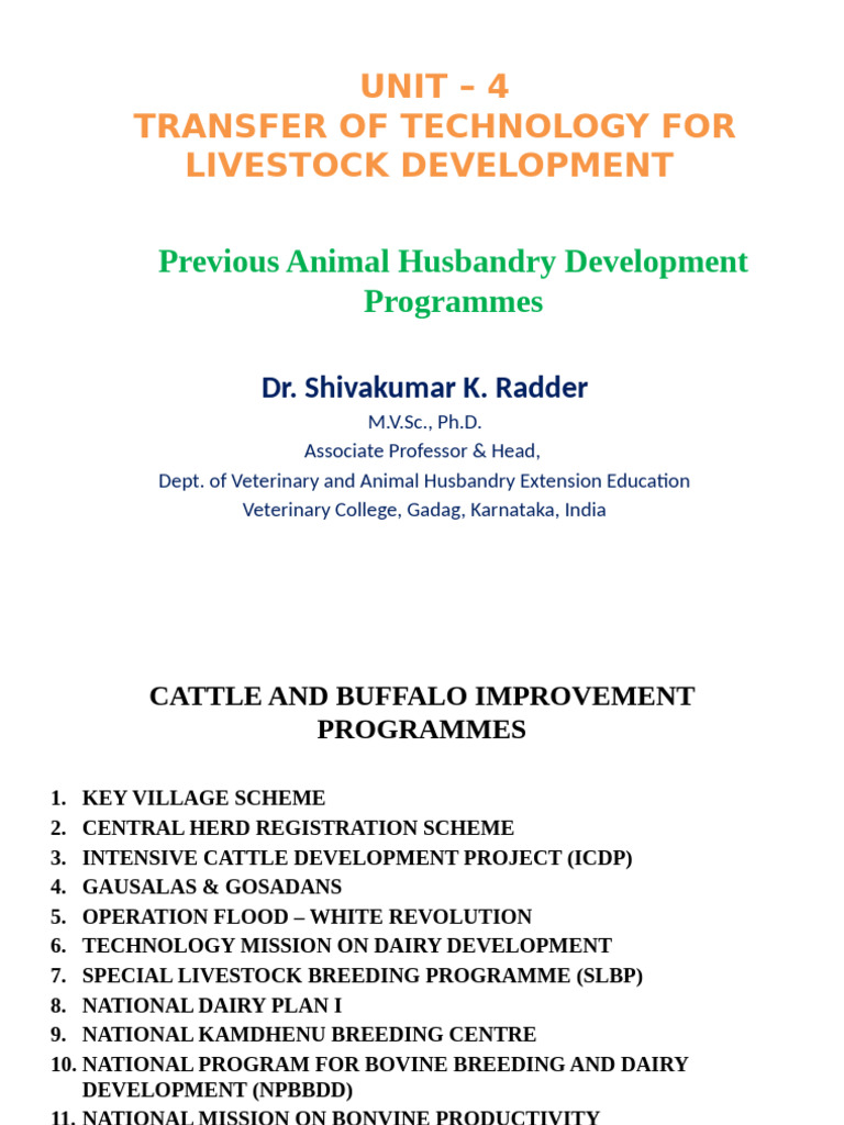 Animal Husbandry Development Programmes Past | PDF | Cattle | Dairy Cattle