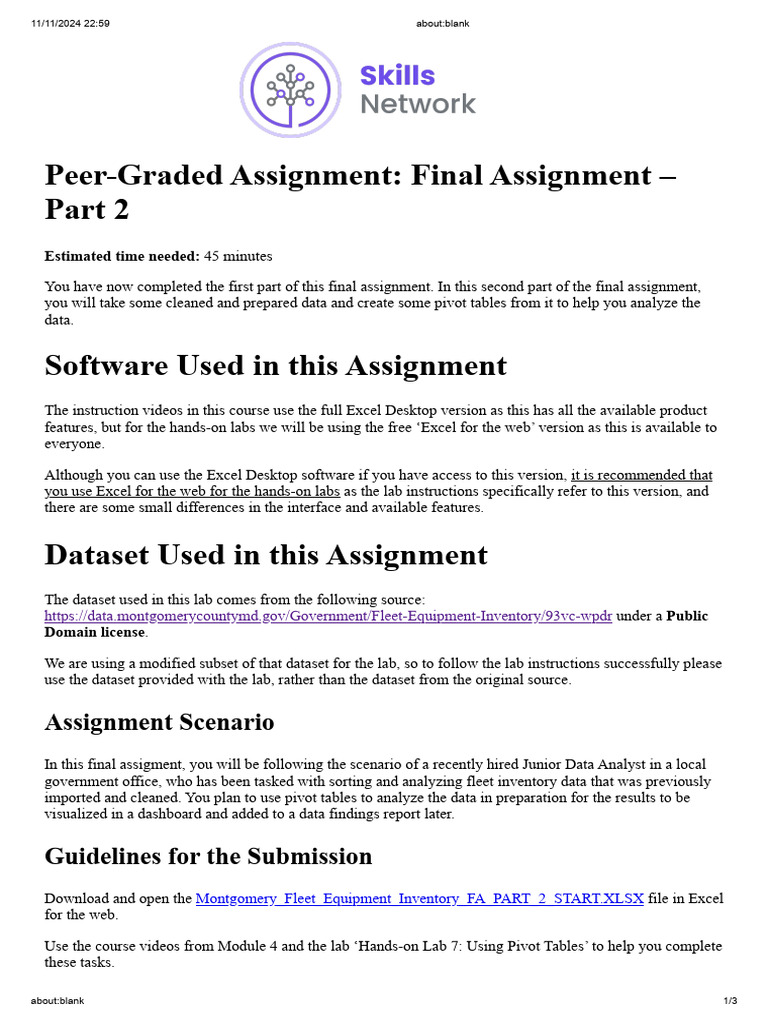 Excel Pivot Table Analysis Assignment | PDF | Microsoft Excel ...
