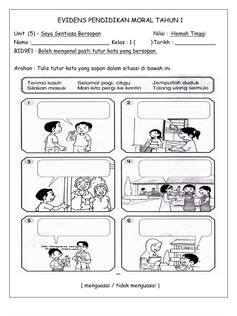 Evidens Pendidikan Moral Tahun 1 Hemahtinggi Pdf