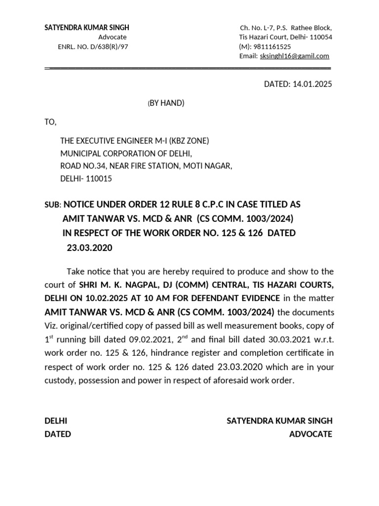 Notice for Court Evidence Submission | PDF