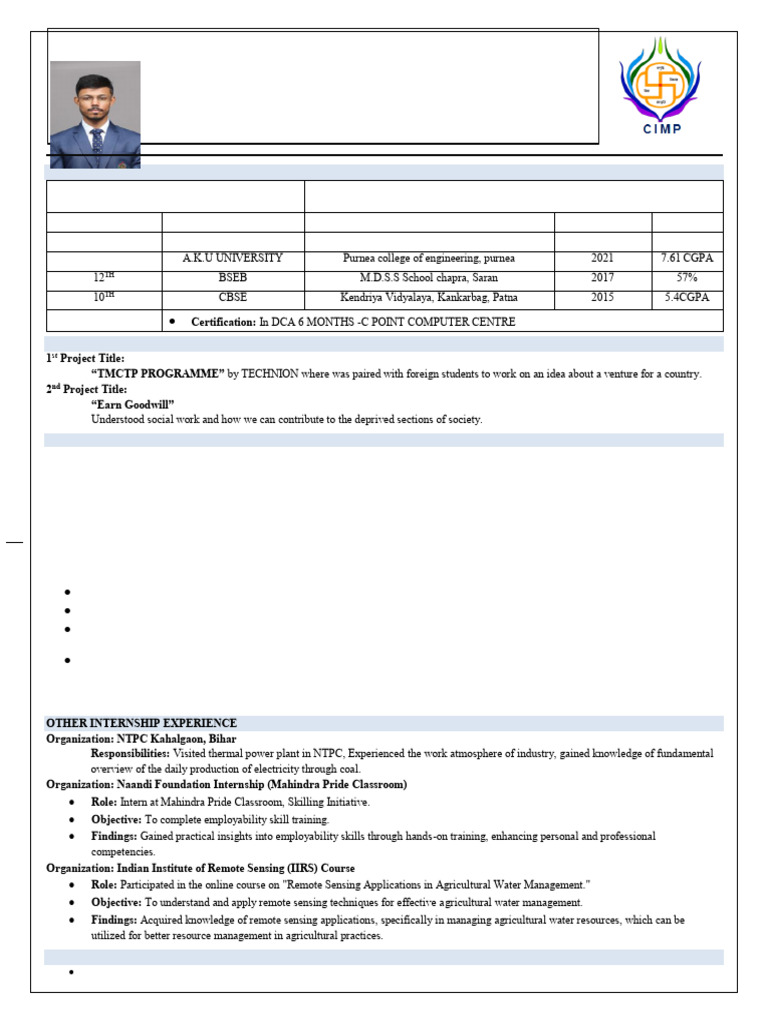 Aditya Kumar Raj: PGDM Profile 2023-25 | PDF | Artificial Intelligence ...