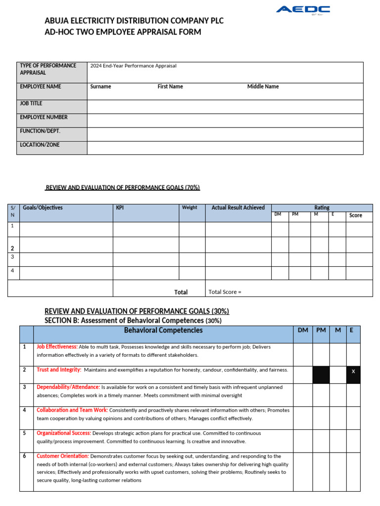 Manual Appraisal Forms For Ad-Hoc Empoyees Without Email Id | PDF |  Performance Appraisal | Evaluation