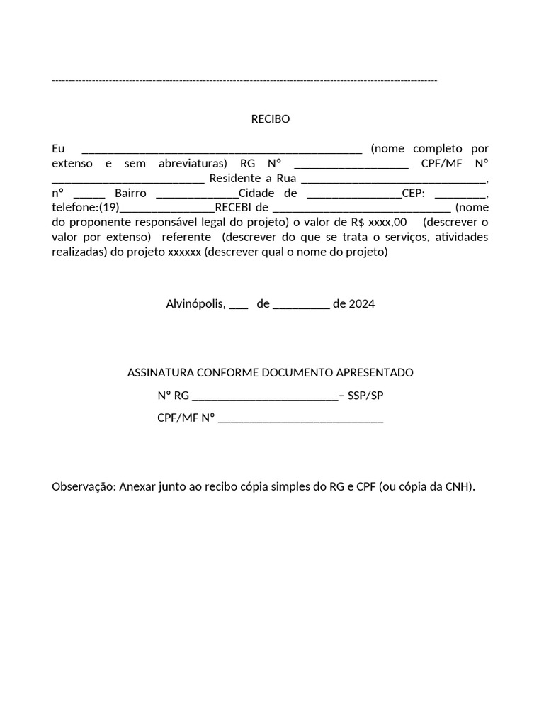MODELO DE RECIBO SIMPLES | PDF