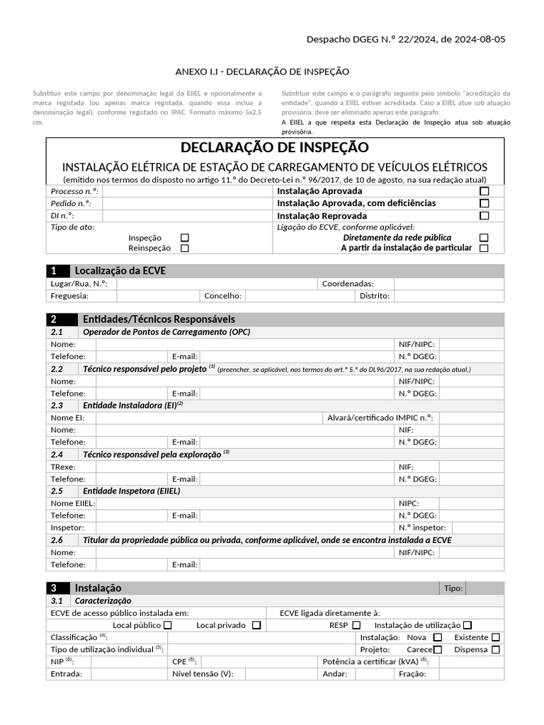 Declaração de Inspeção de ECVE | PDF | Conector elétrico | Eletricidade