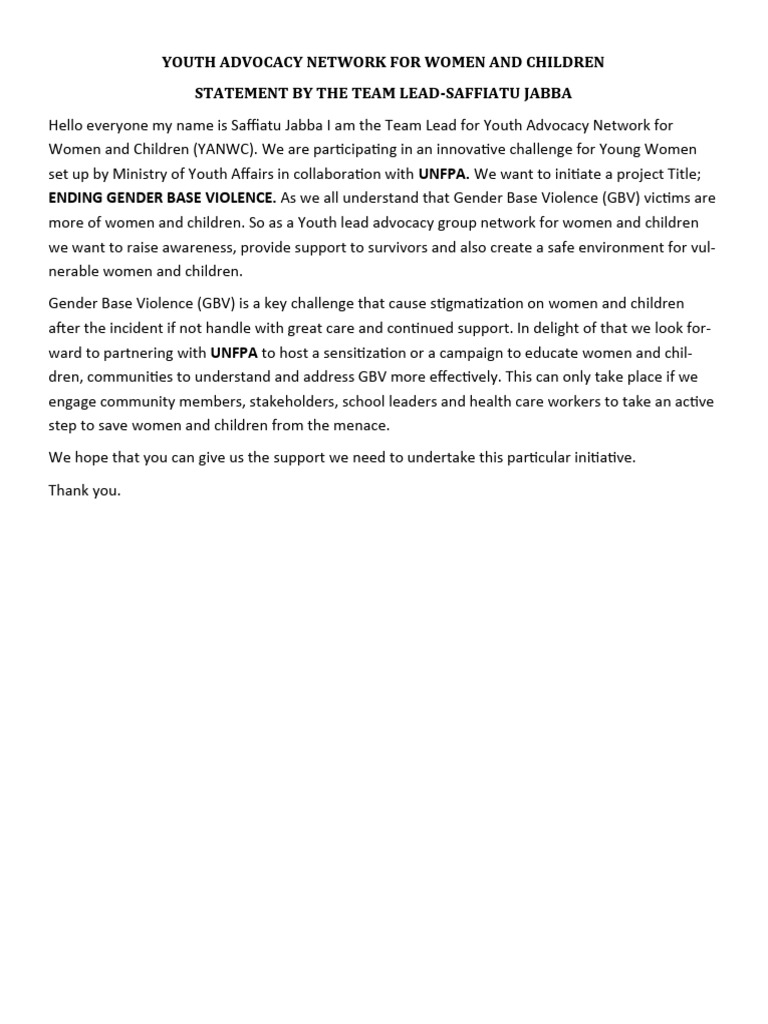 Ending Gender-Based Violence Initiative | PDF