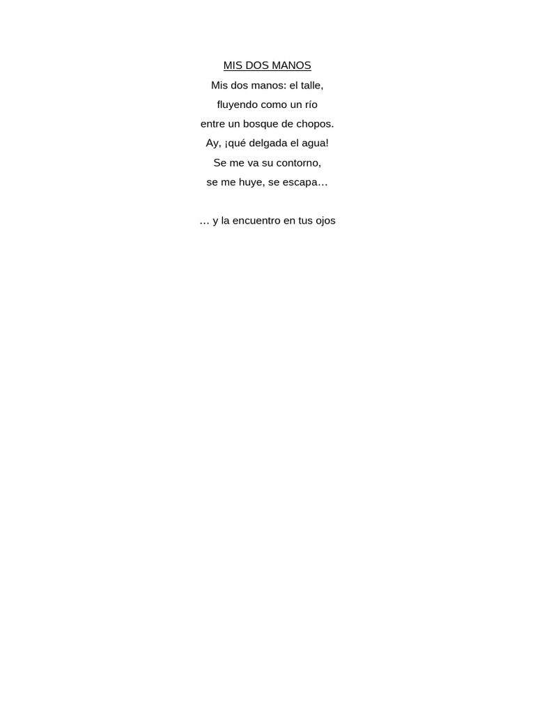 Poema: Mis dos manos y sus flujos | PDF