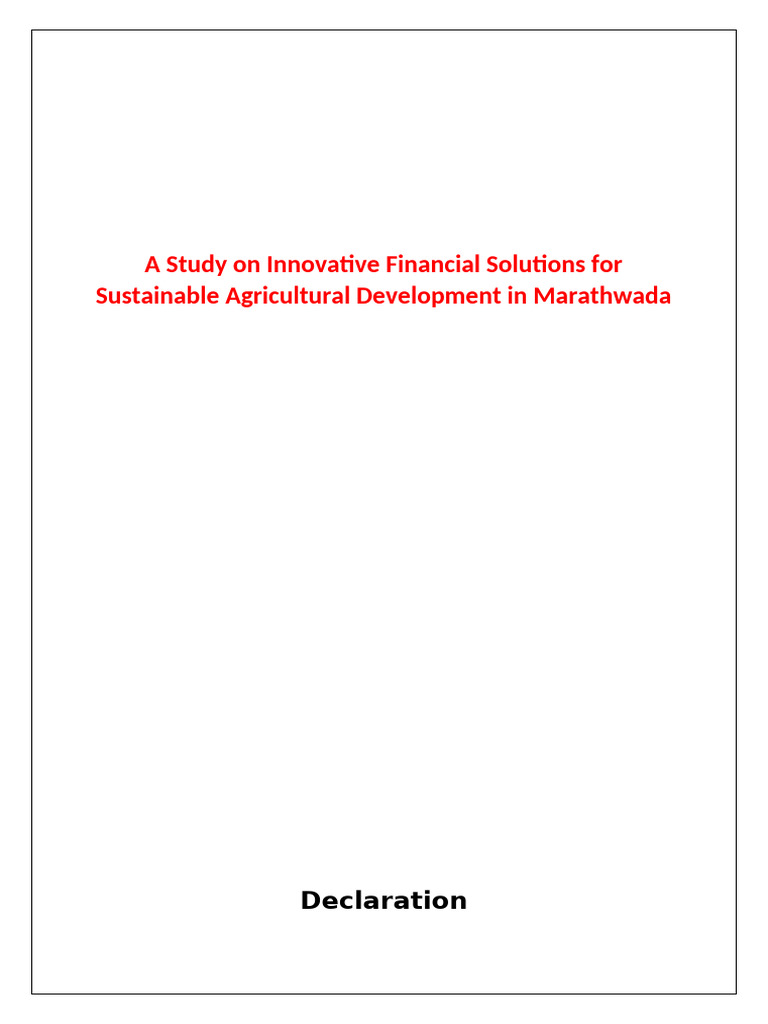 A Study On Innovative Financial Solutions For Sustainable Agricultural ...