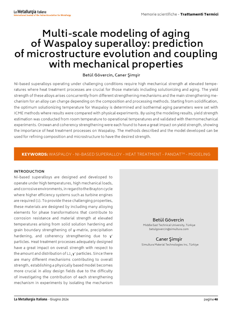 Waspaloy Microstructure and Heat Treatment | PDF | Strength Of ...