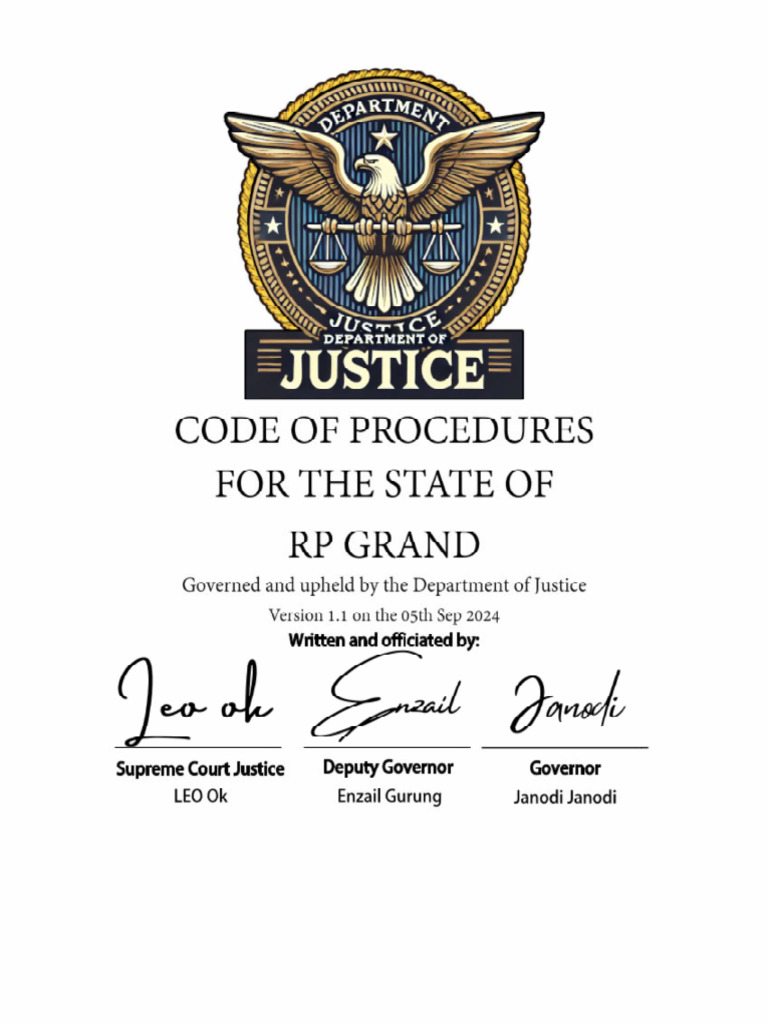 Code of Procedures RP Grand 1.0 Version | PDF