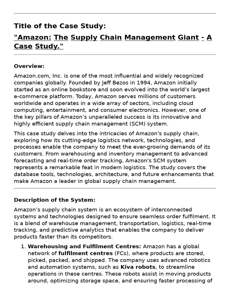 Tinywow - Dbms Case Study Amazon - 73911993 | PDF | Logistics | Supply ...
