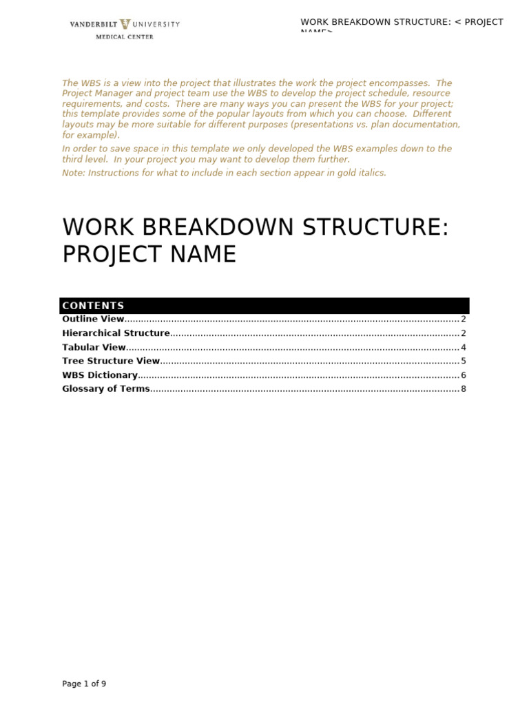 Work Breakdown Structure Template Guide | PDF | Project Management ...