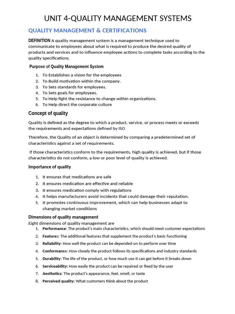 Quality Management Systems Overview | PDF | Six Sigma | Quality Management
