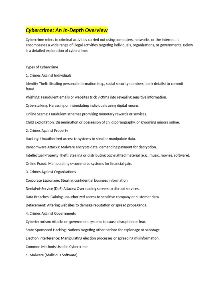Cyber Crime Pdf Cybercrime Computer Security