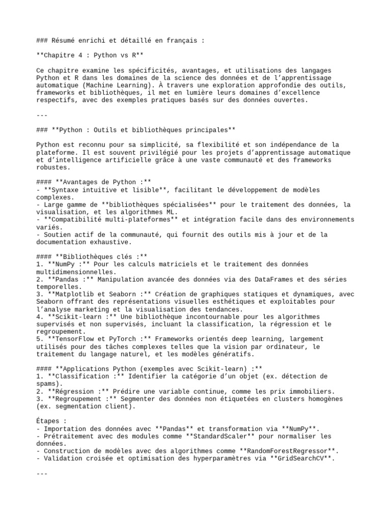 Comparaison Python et R en Data Science | PDF | Apprentissage ...