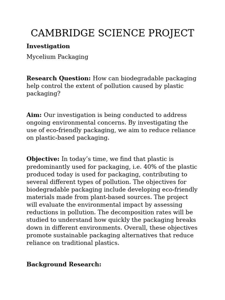 CAMBRIDGE SCIENCE PROJECT | PDF