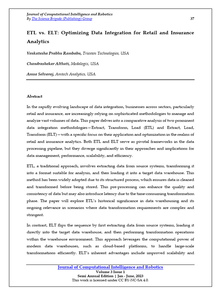 ETL vs ELT: Retail & Insurance Data Integration | PDF | Data Warehouse ...