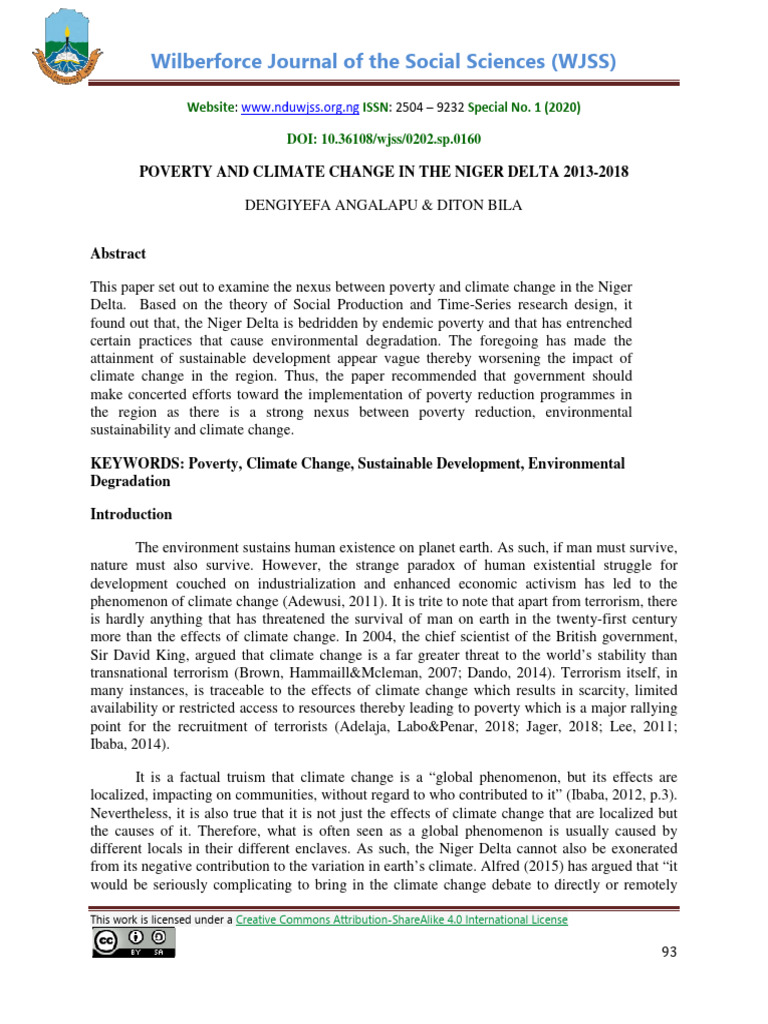 Poverty and Climate Change in The Niger Delta | PDF | Groundwater ...