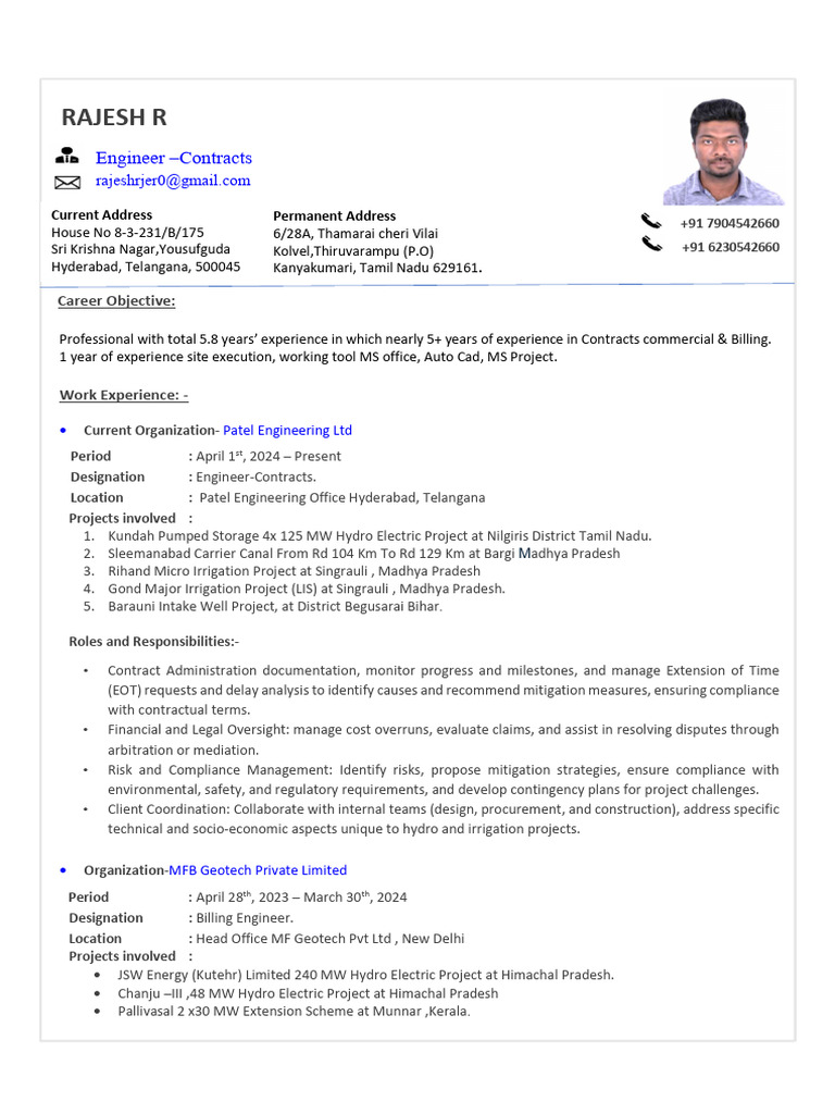 Rajesh R Updated CV | PDF