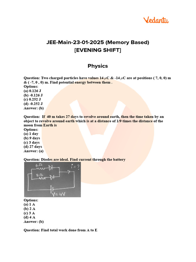 JEE Mains 2025 23 January Shift 2 Paper Analysis For Physics - FREE PDF ...