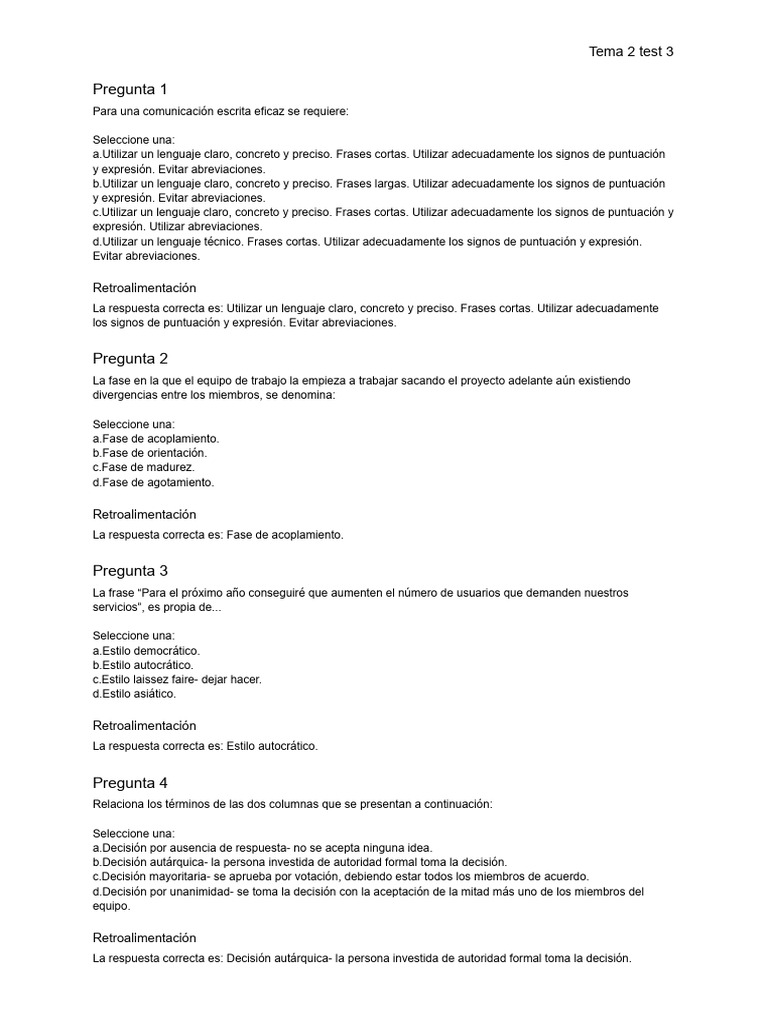 Tema 2 Test 3 | PDF | Puntuación