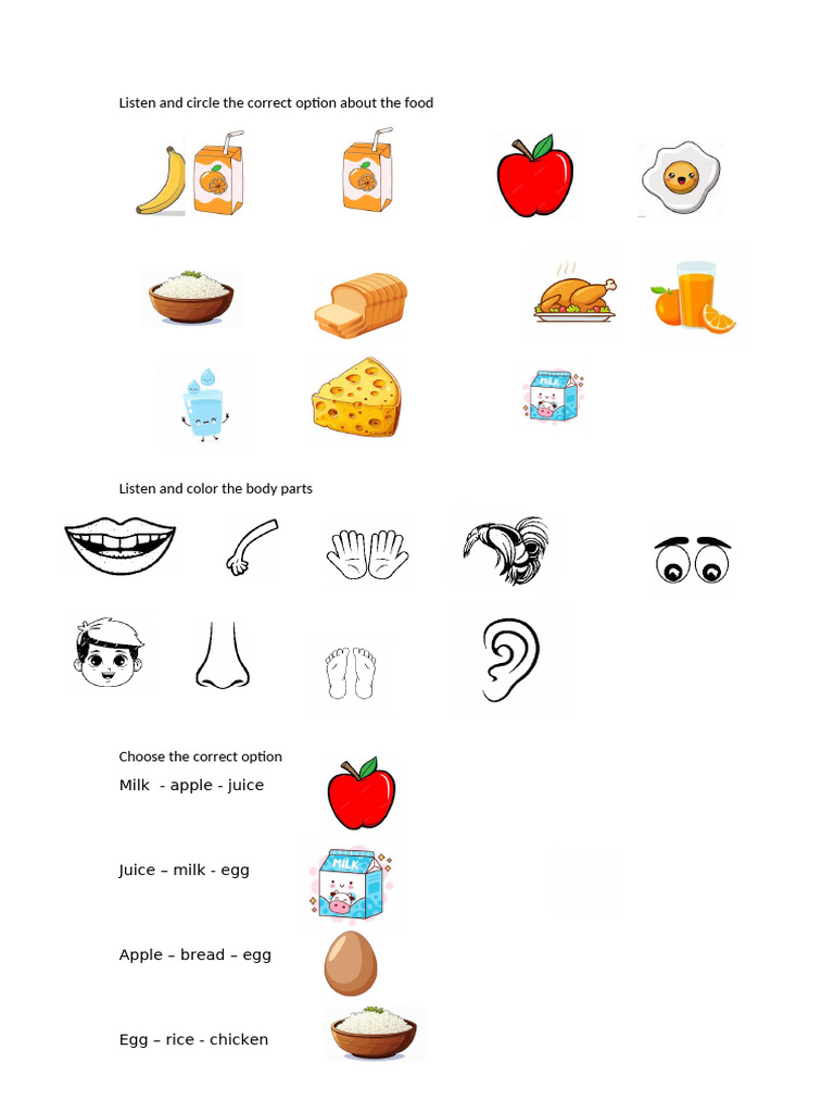 Food and Senses Activity Worksheet | PDF
