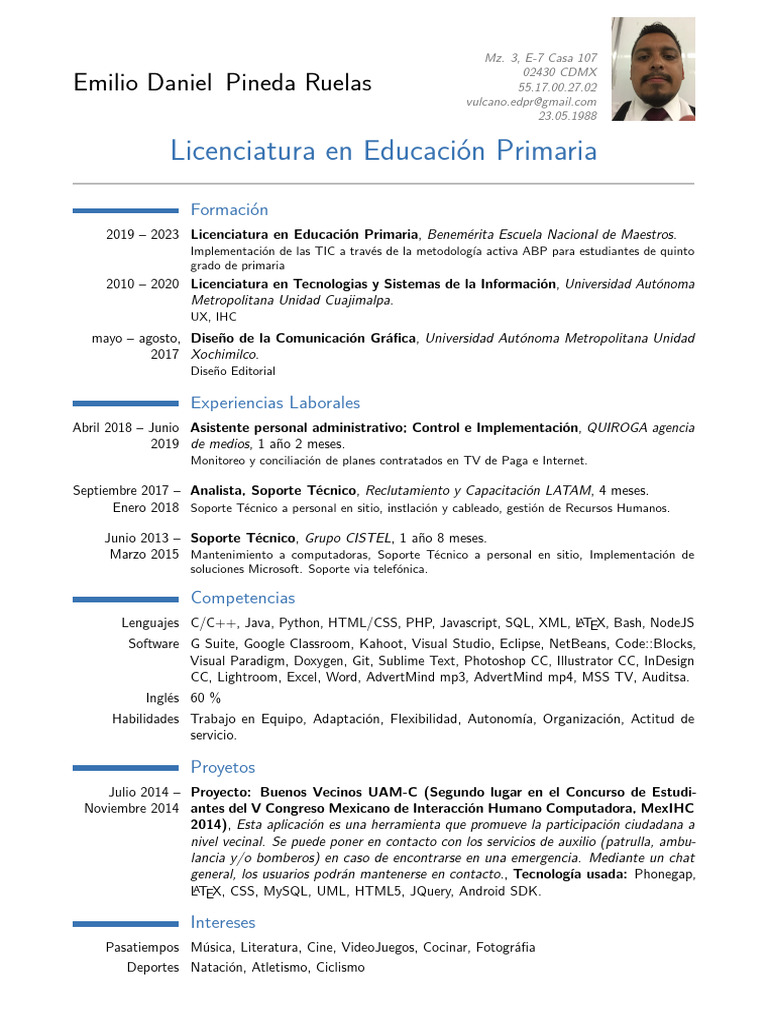 Perfil Profesional de Emilio Pineda Ruelas | PDF | Soporte técnico ...