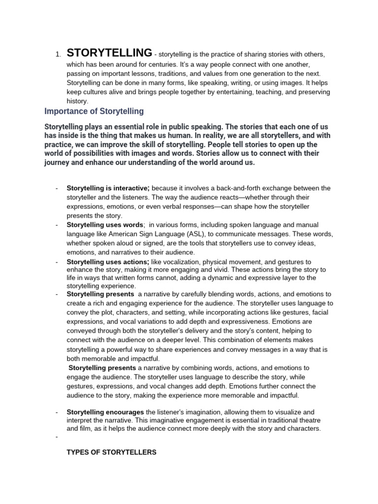 Storytelling EXPLANATION | PDF | Storytelling | Narrative