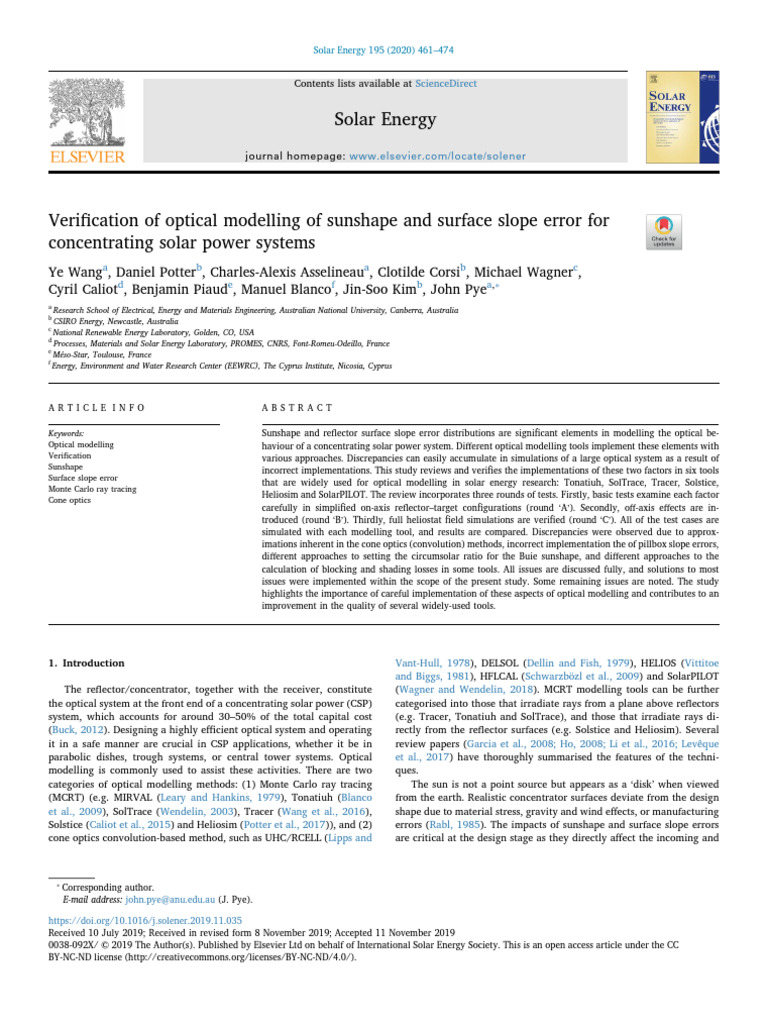 Verification of Optical Modelling of Sunshape and Surface Slope Error ...