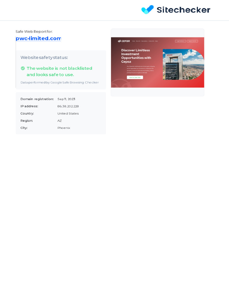 Website Safety Check Report | PDF